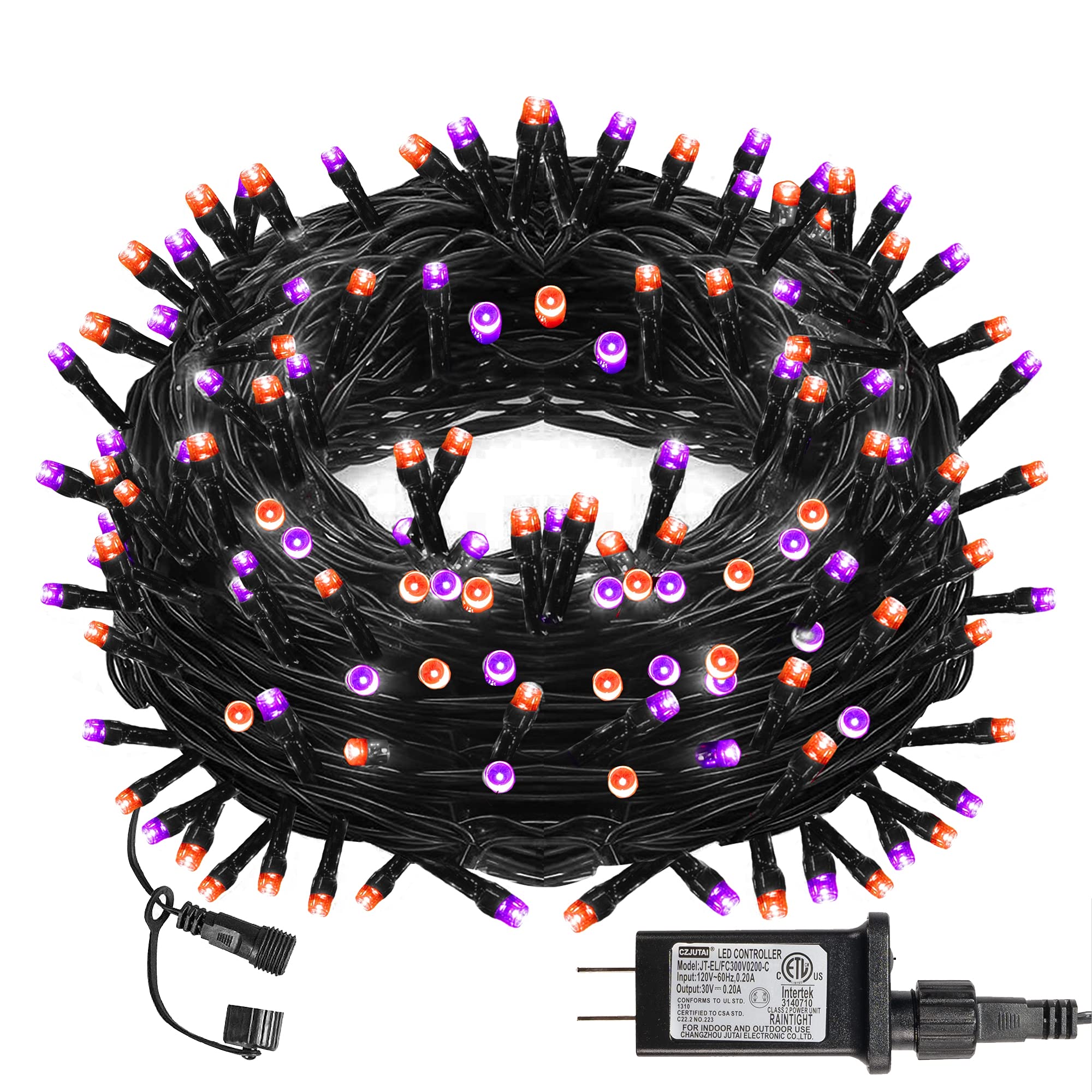 100 LED 33 FT Christmas String Lights, 8 Modes(Purple & Orange)