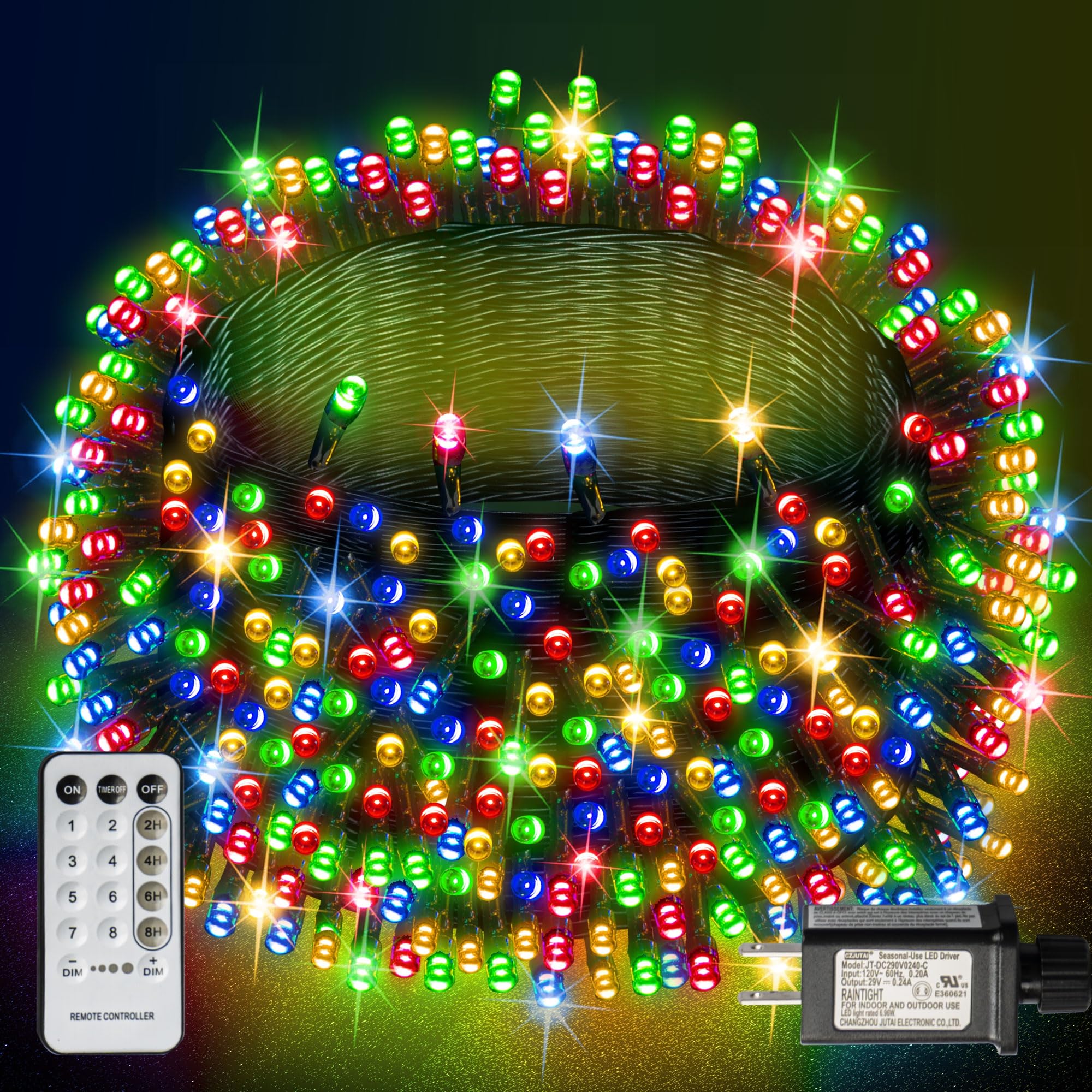 1000 LED 328 FT Outdoor Christmas String Lights,Multi colored