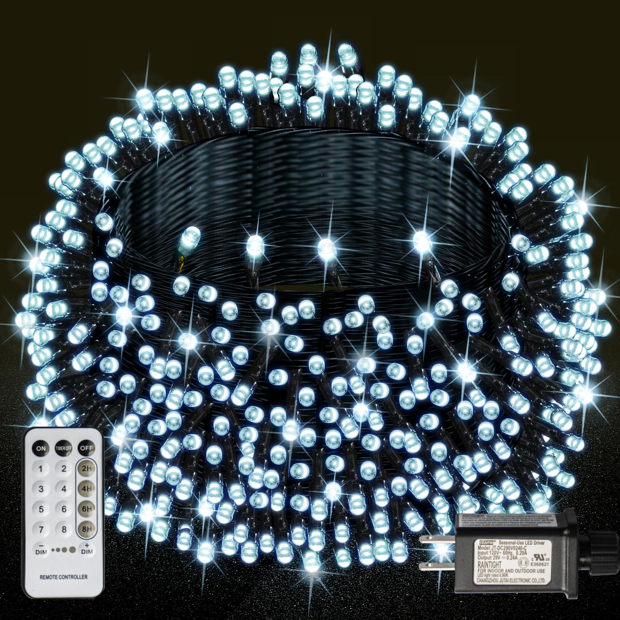 1000 LED 328 FT Outdoor Christmas String Lights, White