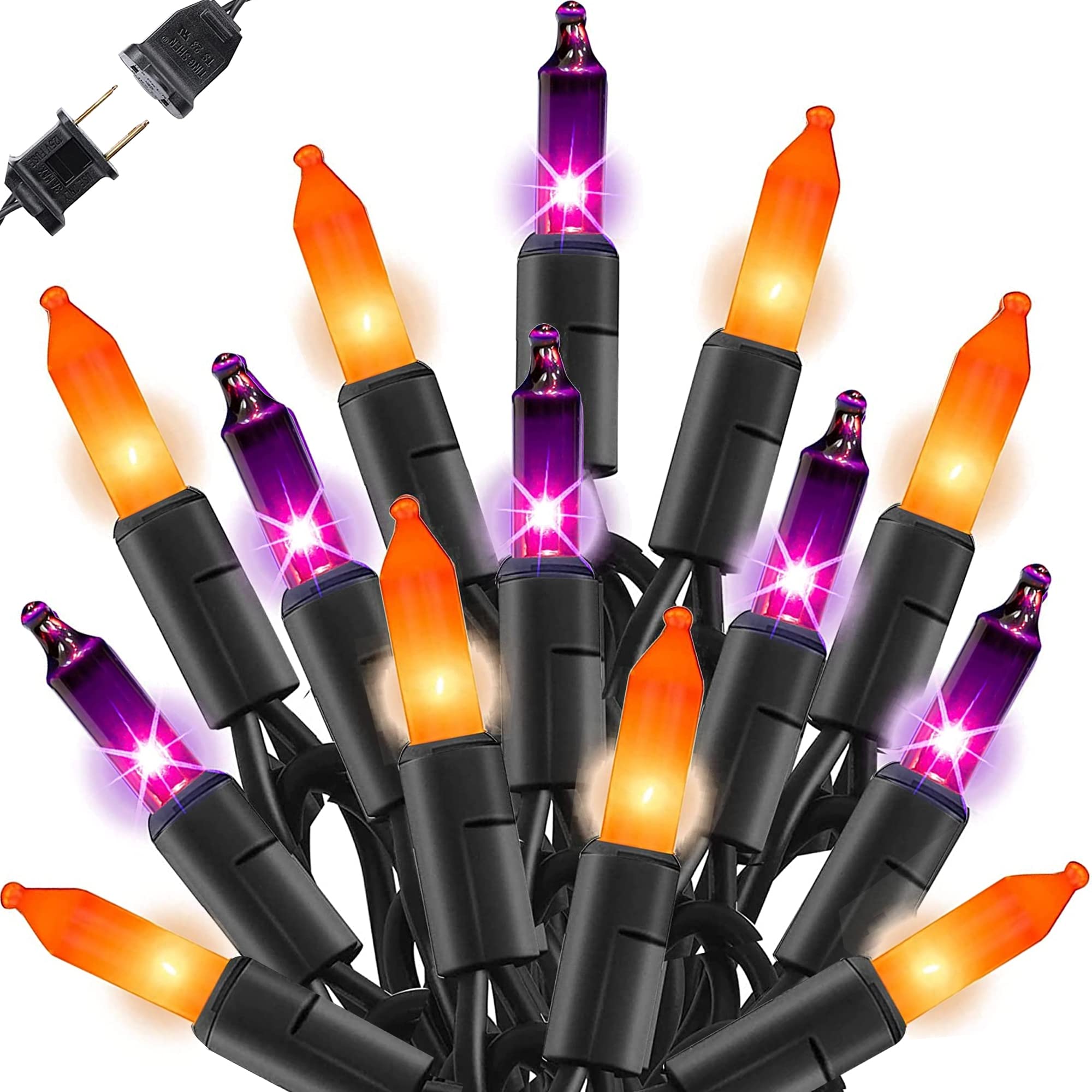 20FT 100 Count Halloween Mini Lights,Purple and Orange