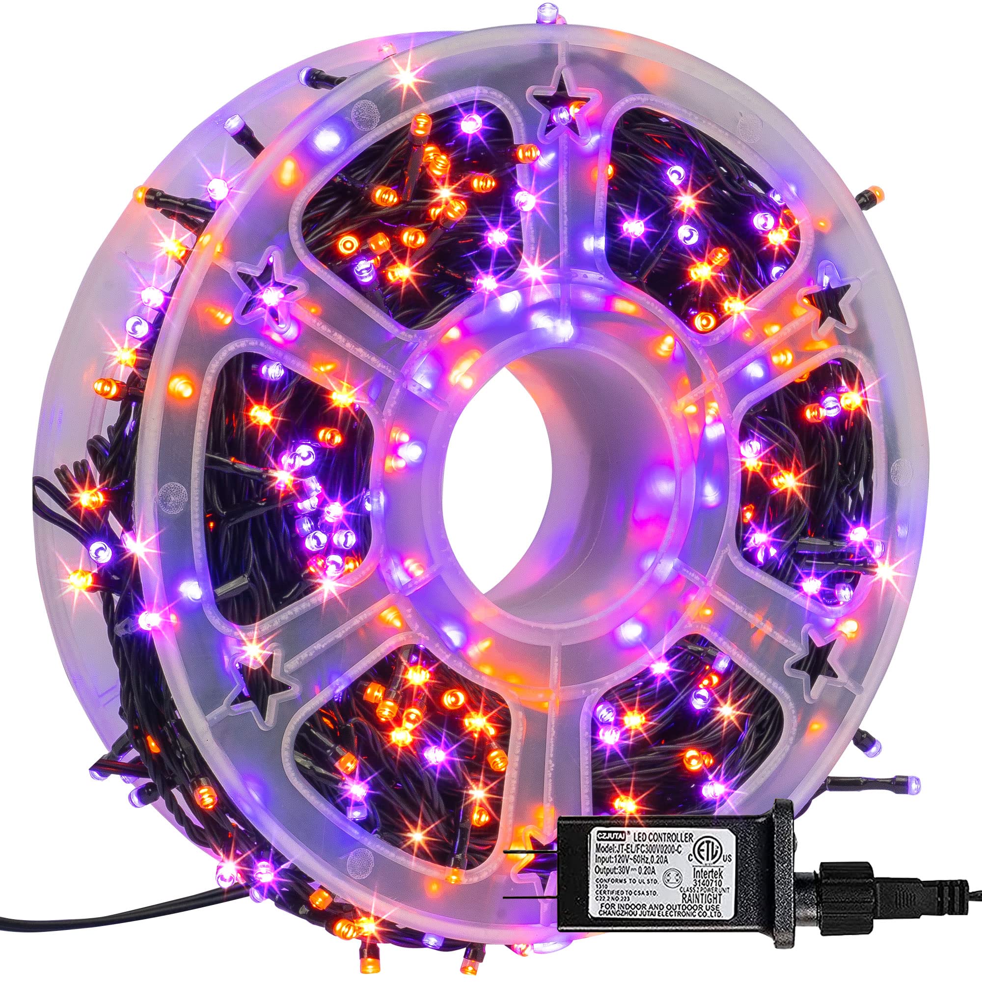 164 FT 500 LED Halloween String Lights, Purple and Orange