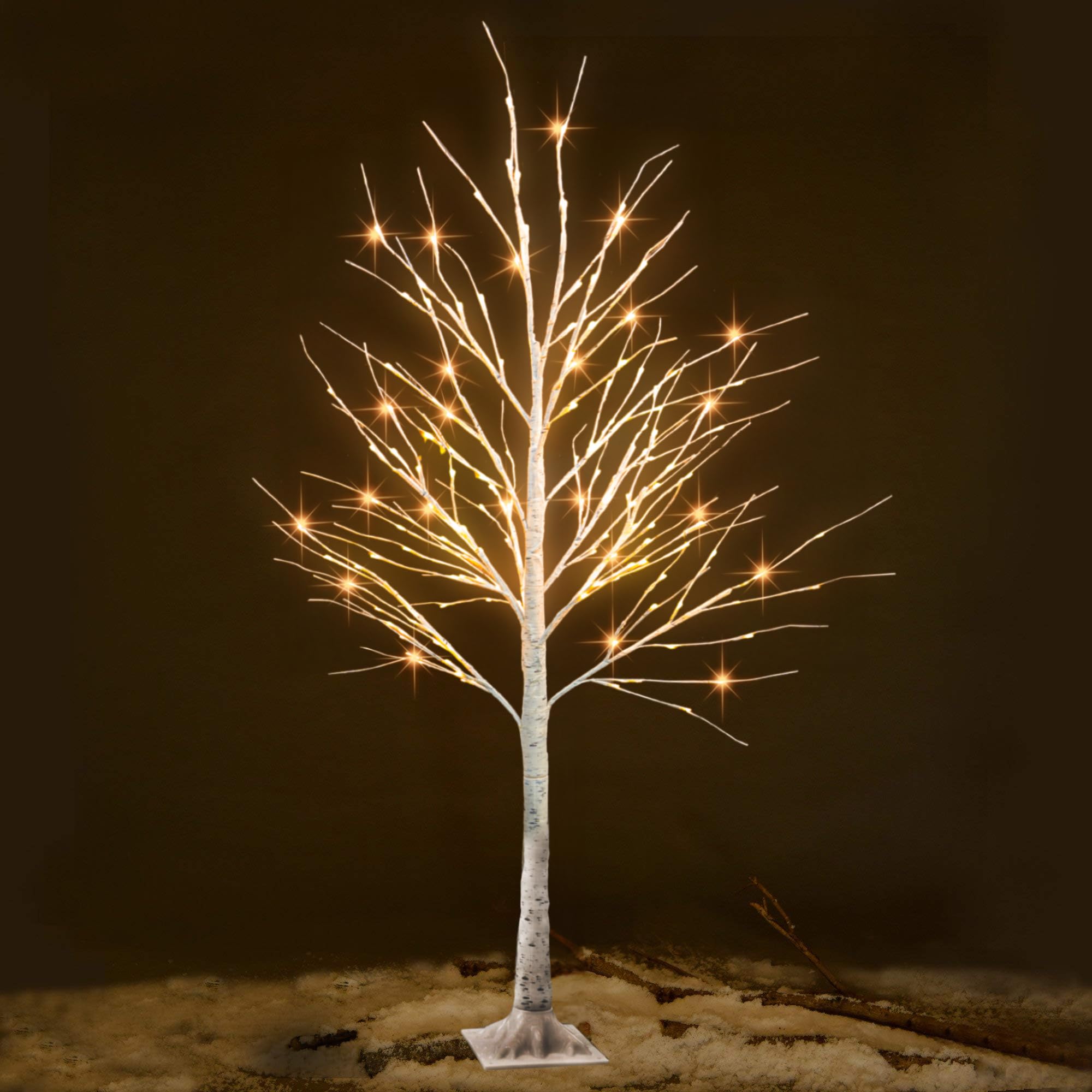 6 Ft Birch Tree with Fairy Lights, 1 Pack