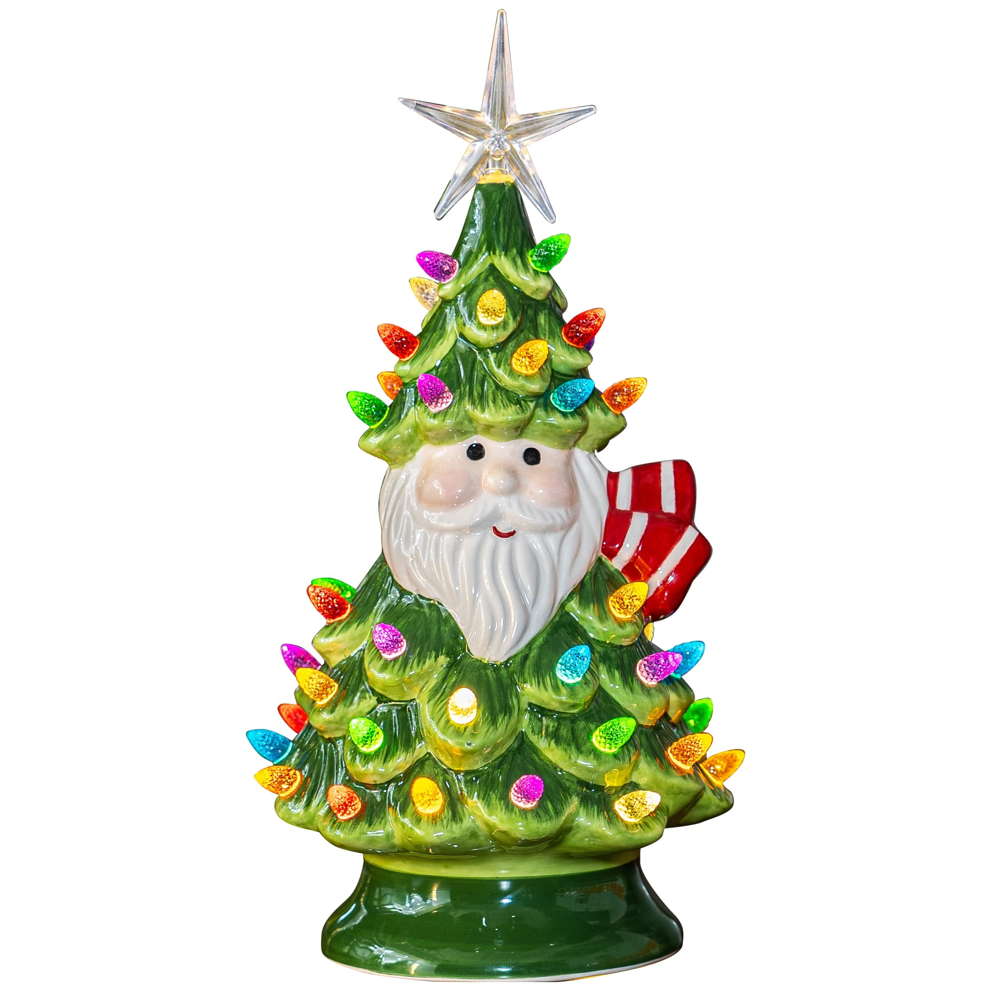 11" Ceramic Christmas Tree with 50 Multicolored Lights