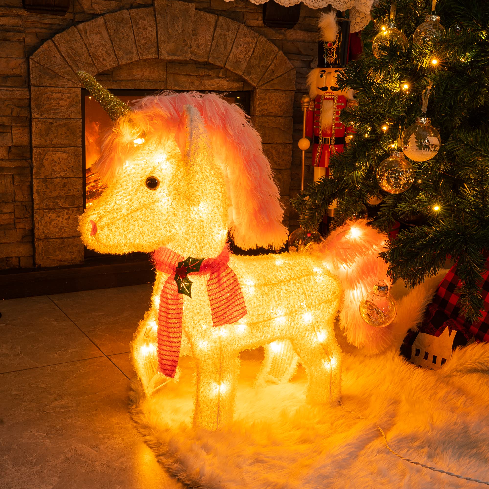 25 Inch 45 LED Unicorn Christmas Decorations