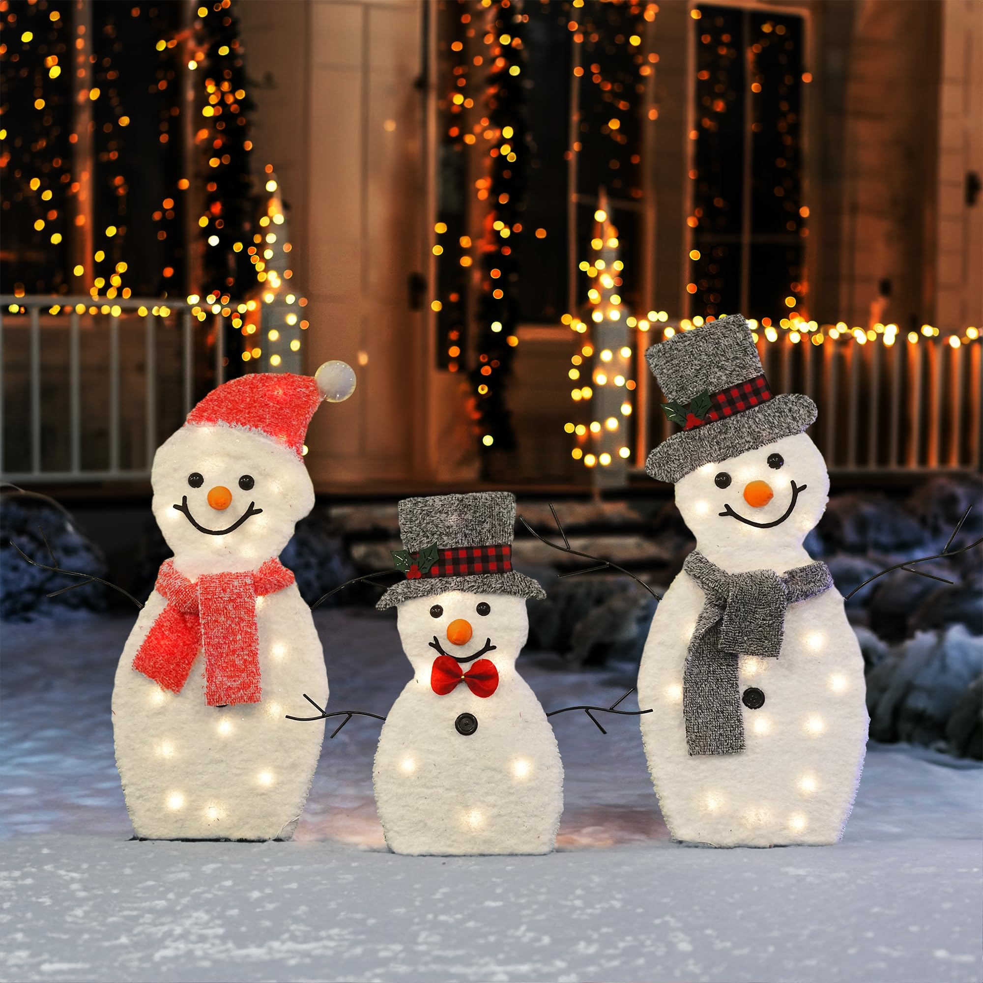 3-Piece Light Up 2D Snowman Family 60 L