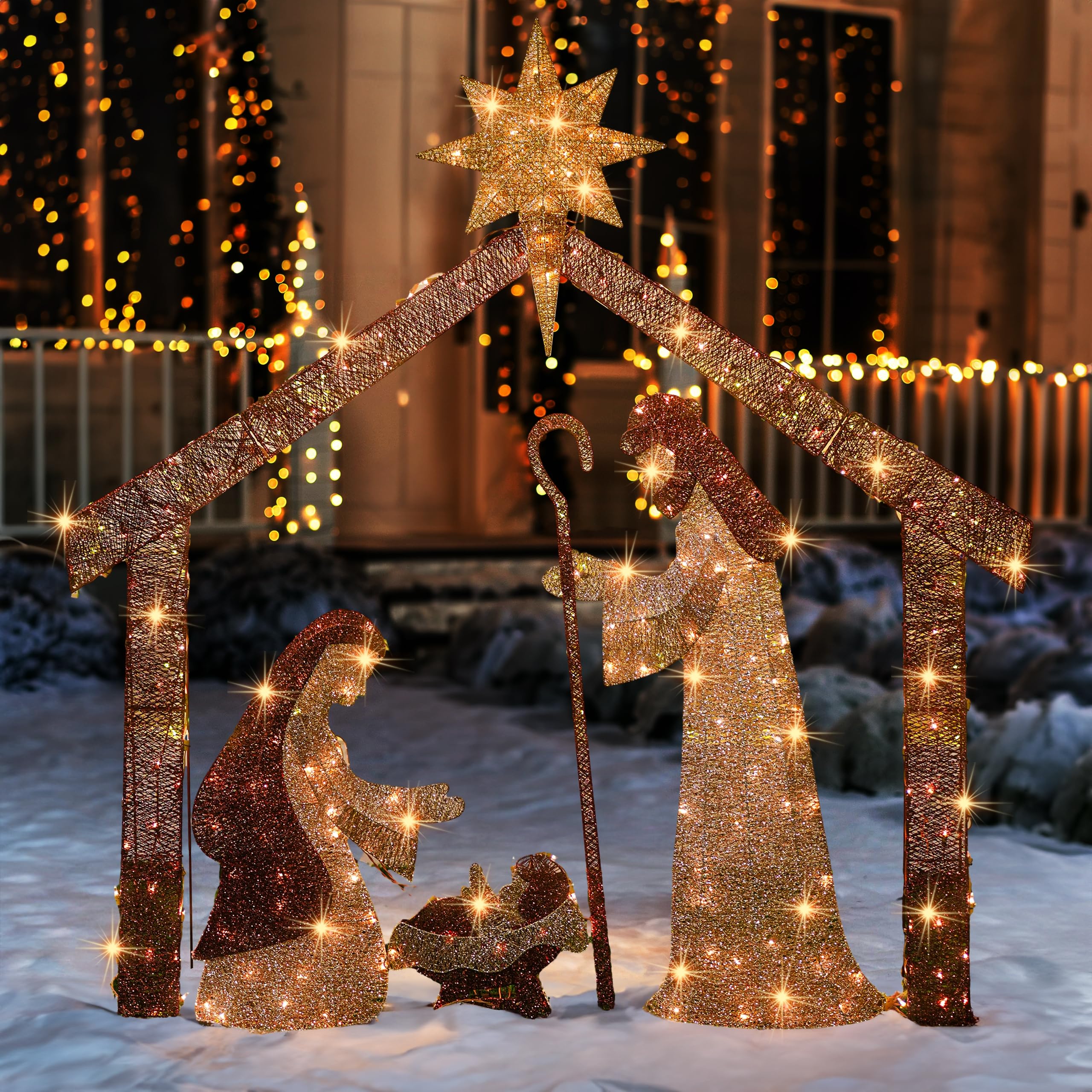 6 FT Christmas Nativity Scene Decorations,250 L