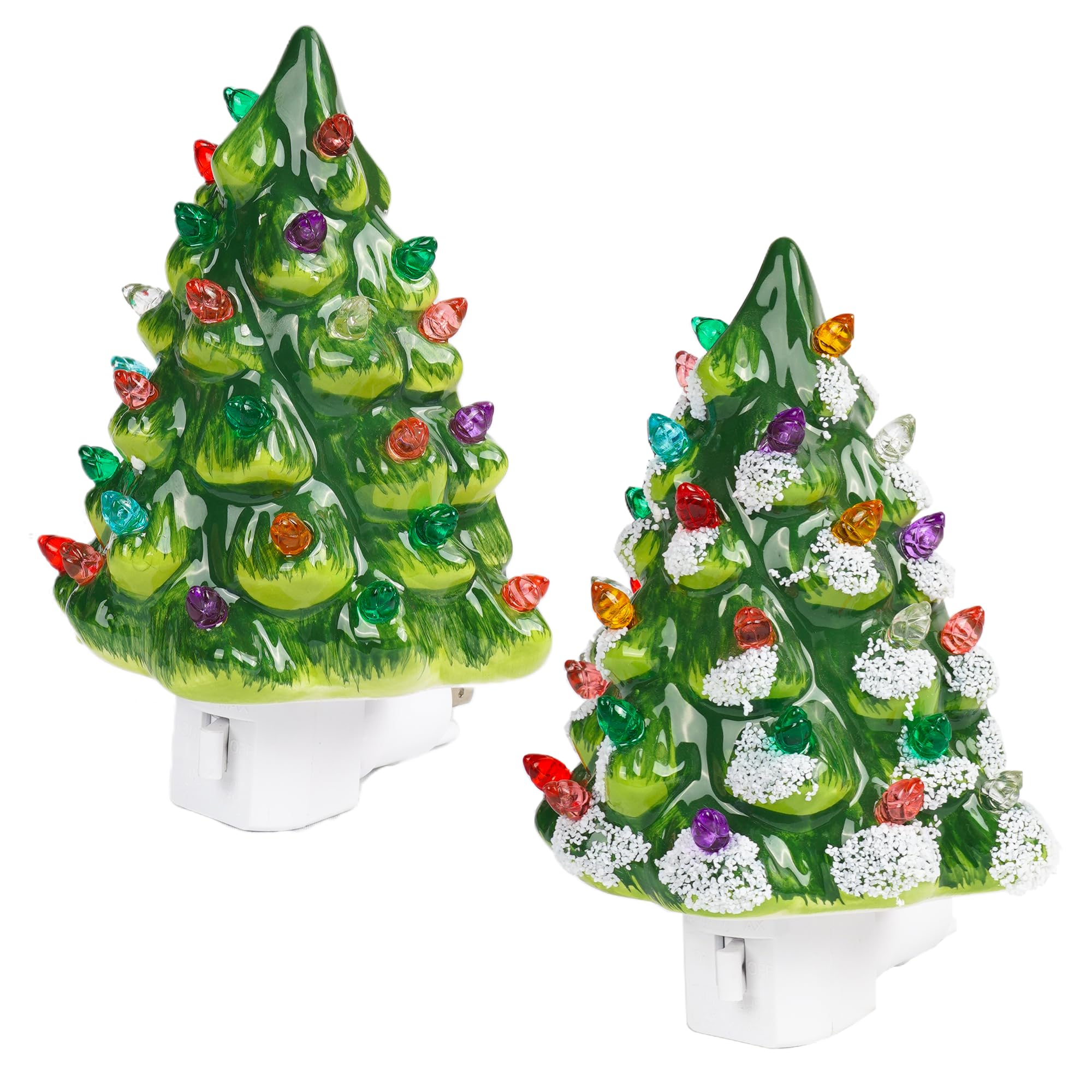 2 Pack Ceramic Christmas Tree Night Light