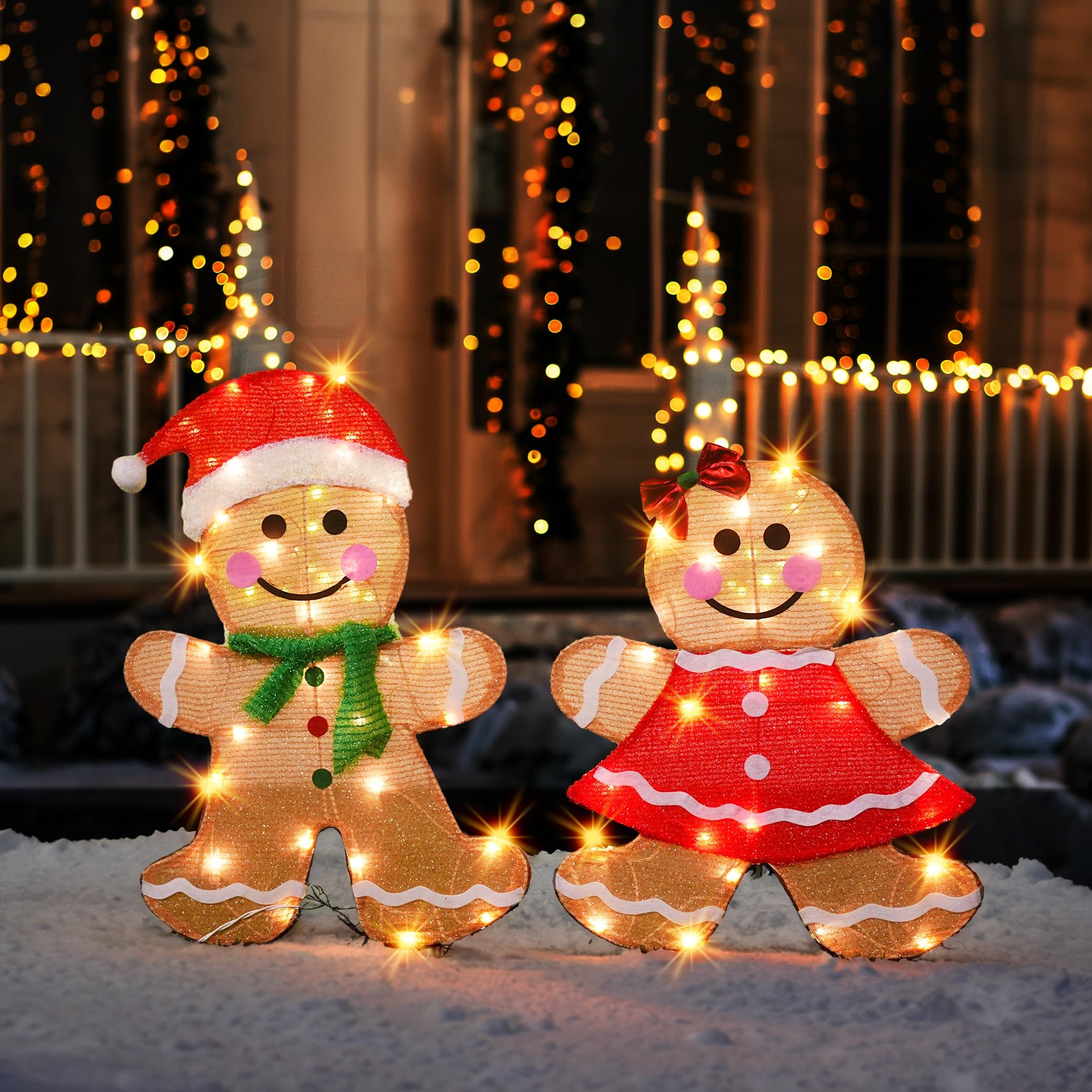 2-Piece Lighted 2D Gingerbread Man with 50 L