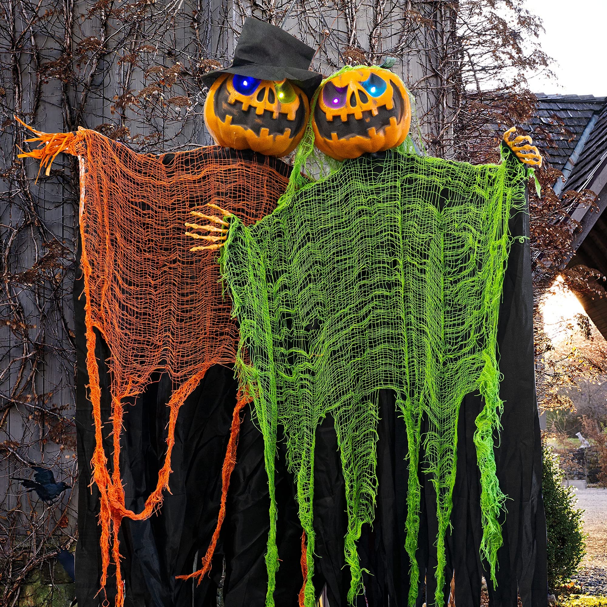 2 Pack 5.2' Hanging Ghost Pumpkin with Bendable Arms