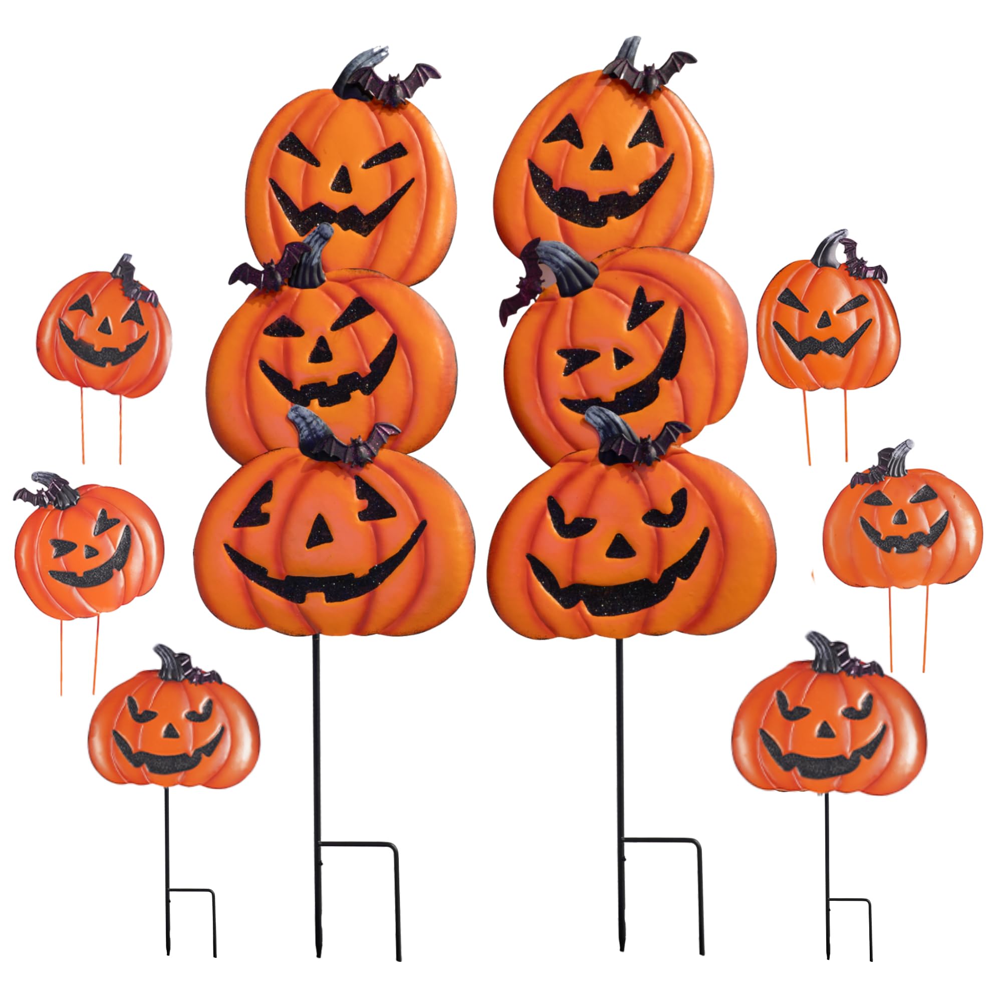 Halloween 37.5 in Metal Stack-able with Witch Hat Yard Stake, 2 Pack