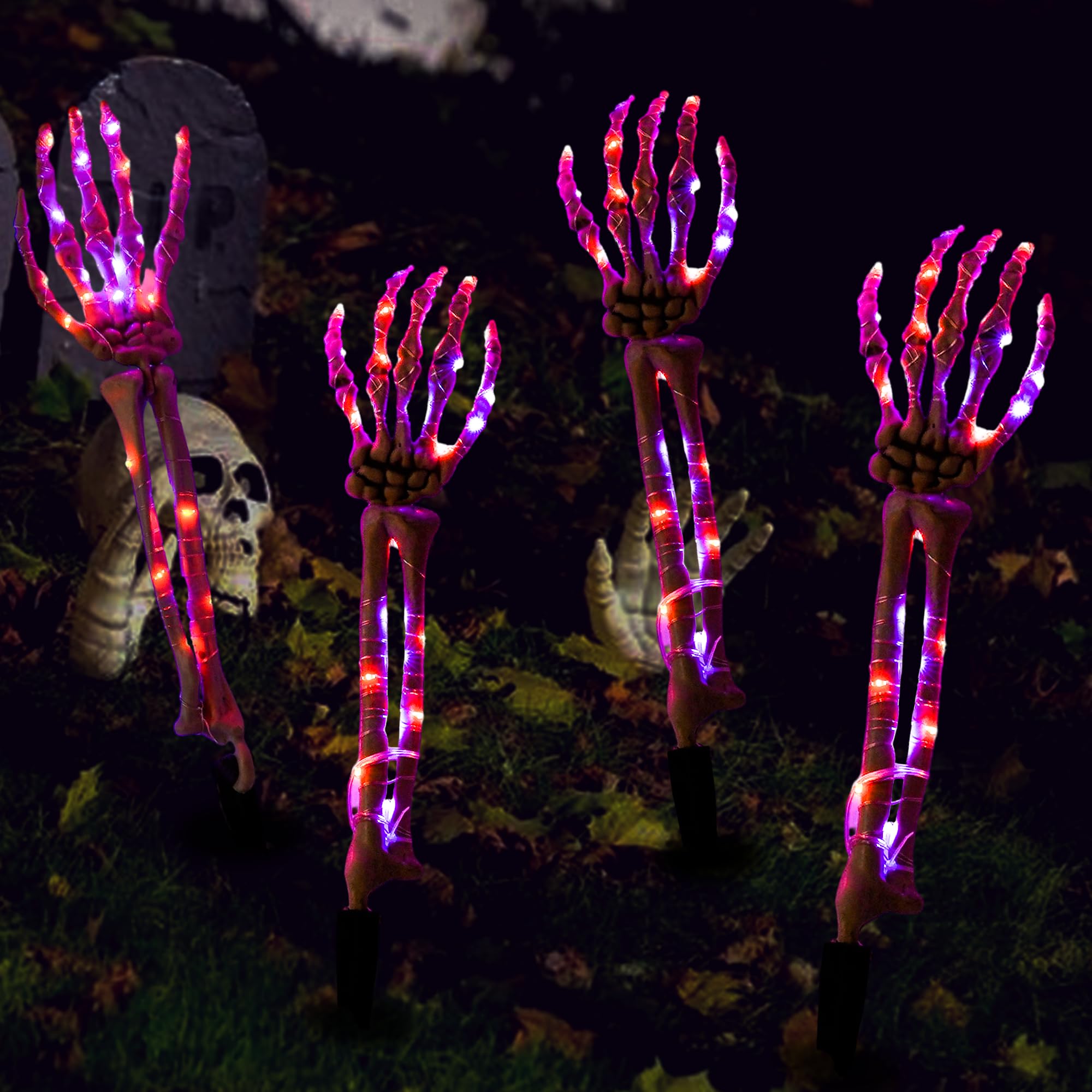 Lighted Skeleton Arm Stake, 4 PCS