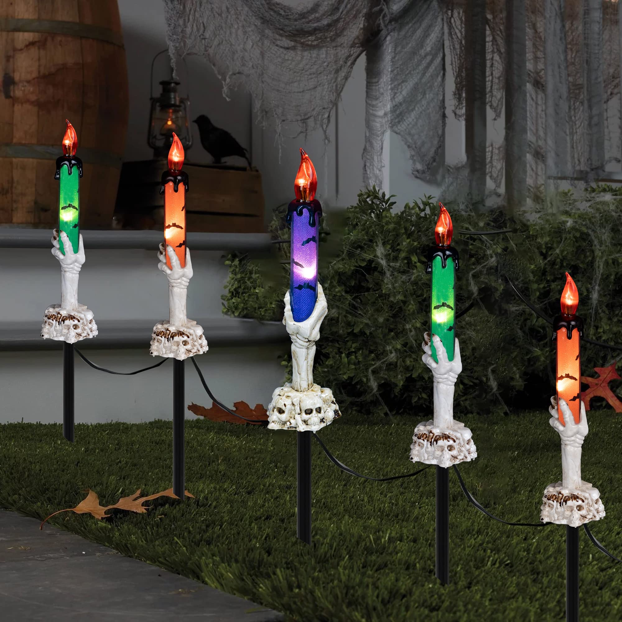 5 Pack Skull Candle Lights with Stakes