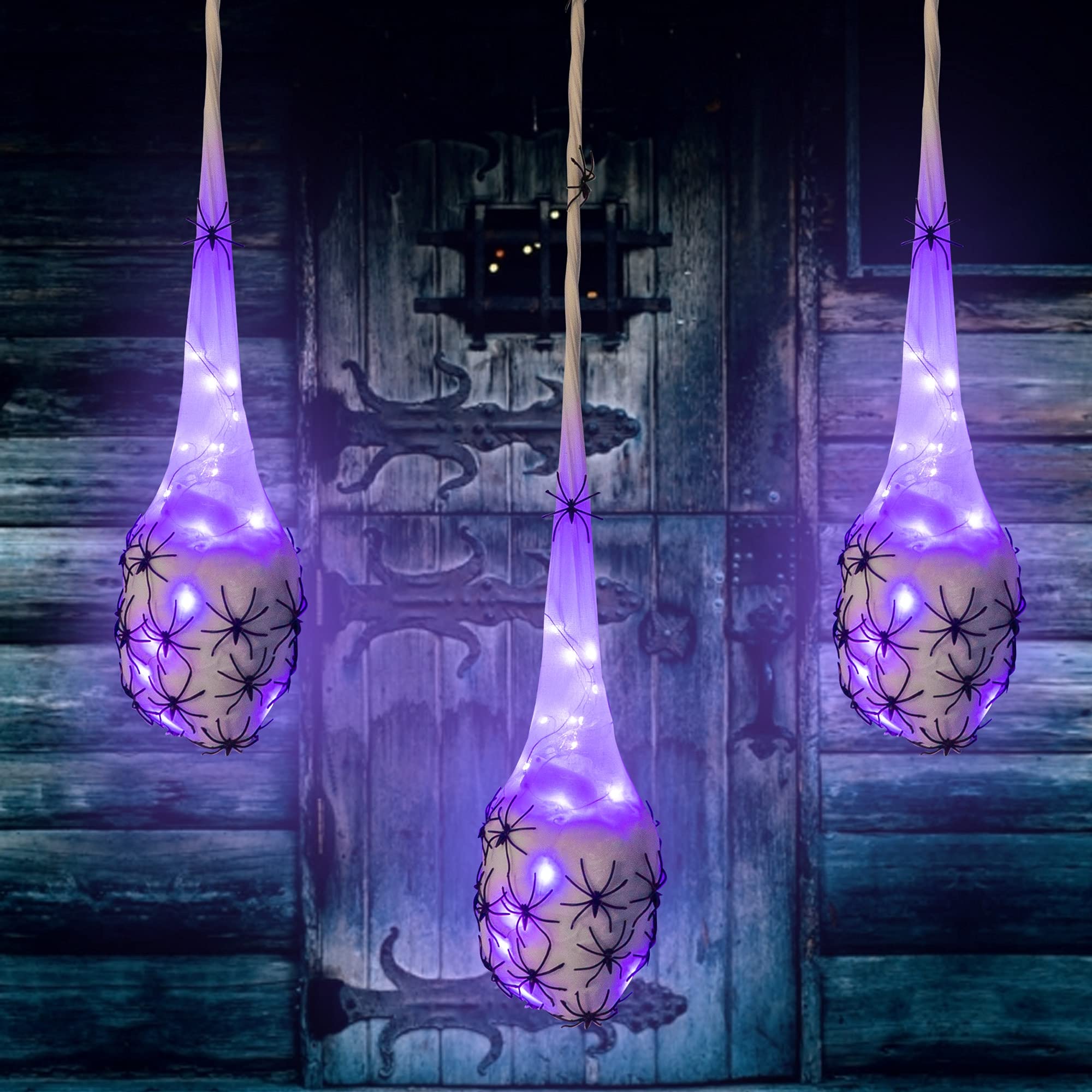 3.2FT Halloween Decoration Hanging Light Up Spider Egg Sacs 3 Packs