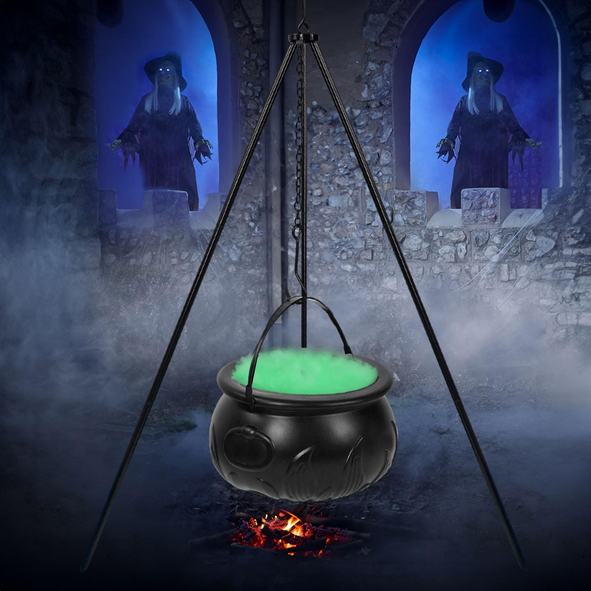 Halloween Witches Cauldron on Tripod