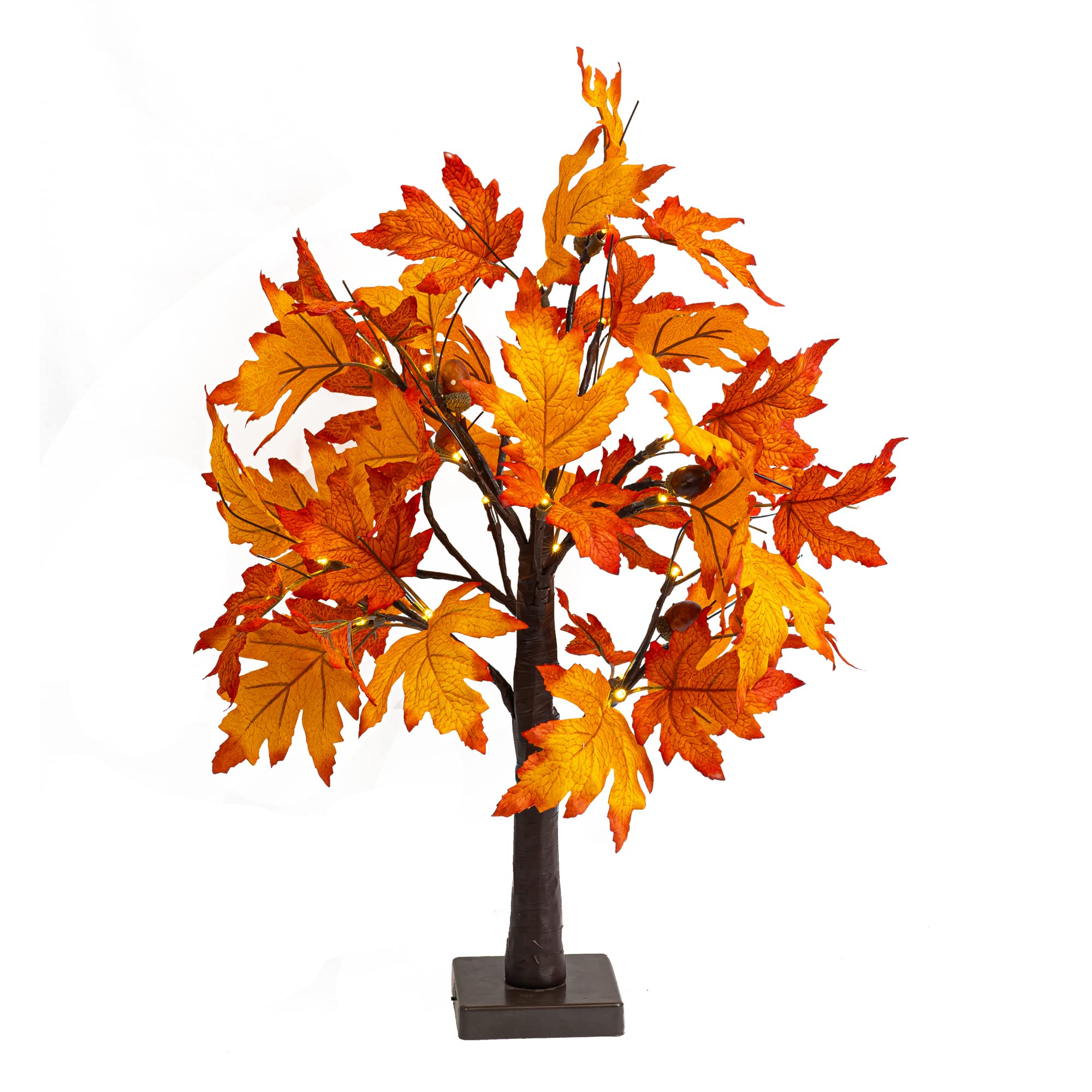 24 Inch 24 LED Lighted Thanksgiving Fall Maple Tree Decor