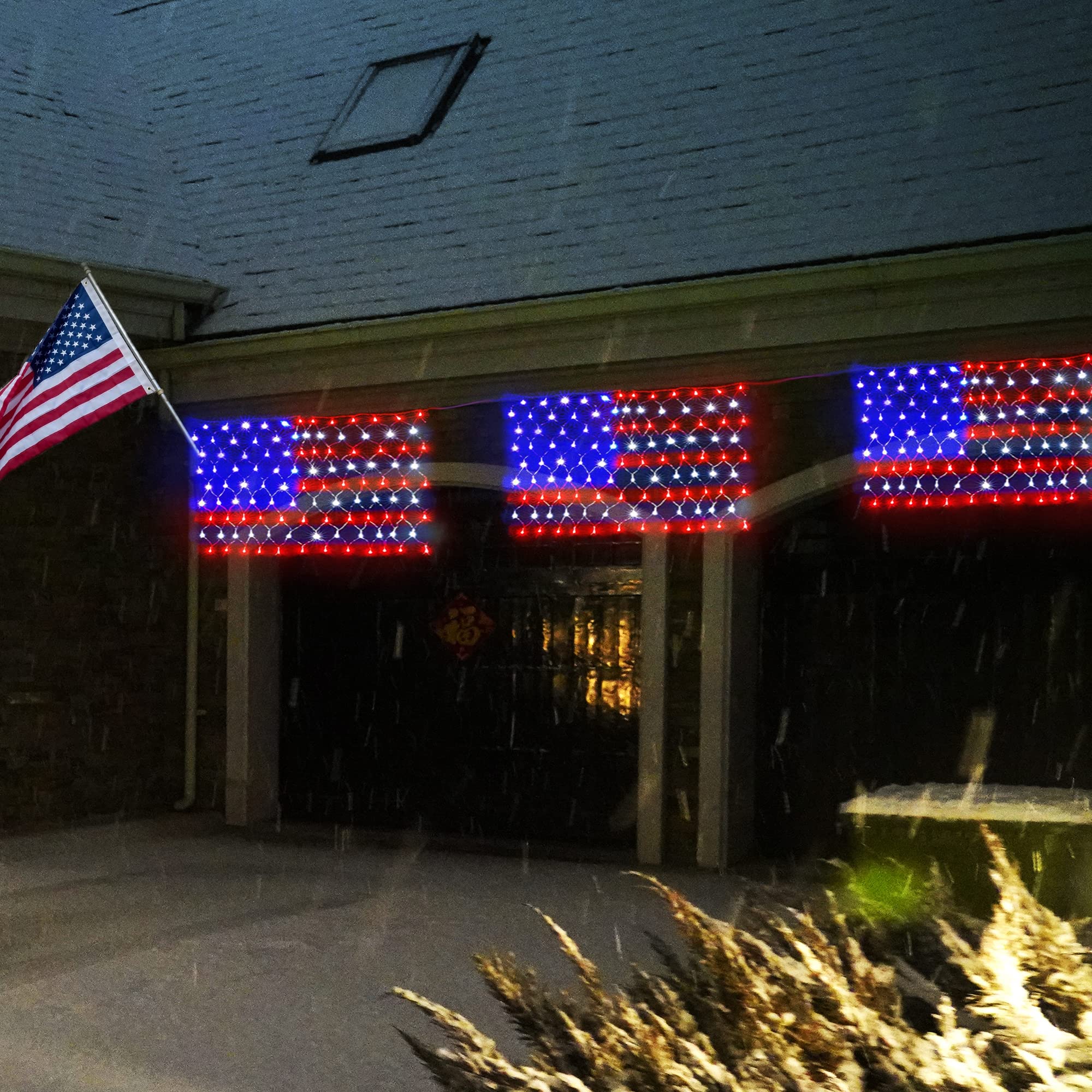 324 LED Waterproof USA Flag String Lights Independence Day