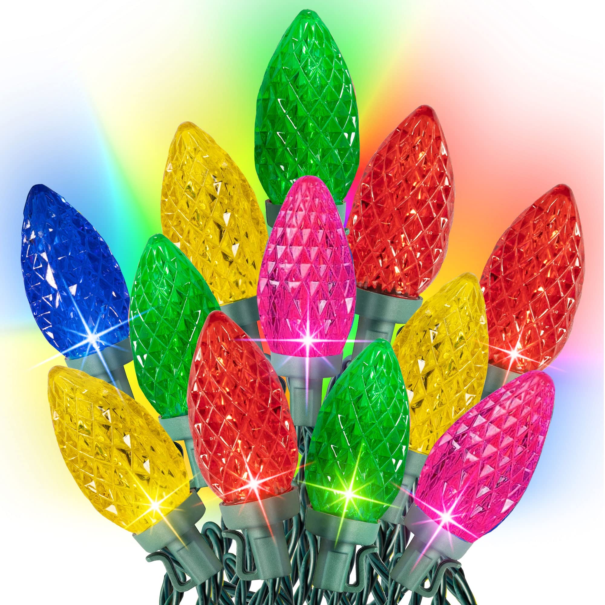 100 LED 66 FT C9 Christmas String Lights, Multi-colored