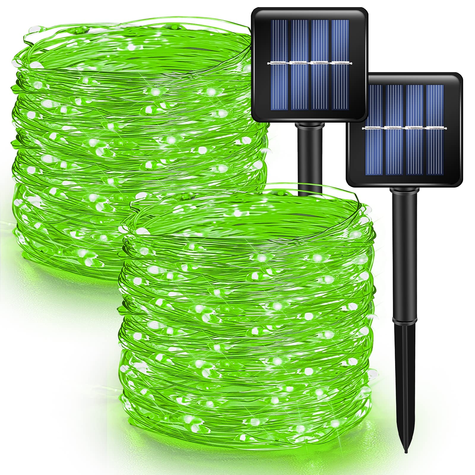 39.4 FT 120 LED St. Patrick's Day Solar Powered Waterproof Fairy Lights, 2 Pack