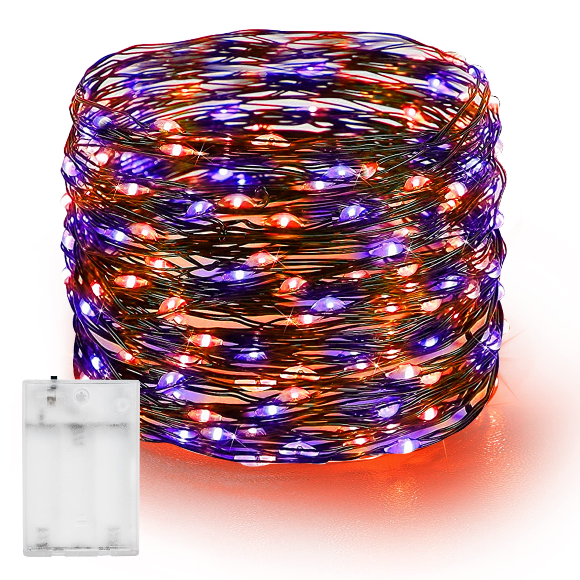 20 FT 60 LED Fairy Lights, Purple and Orange