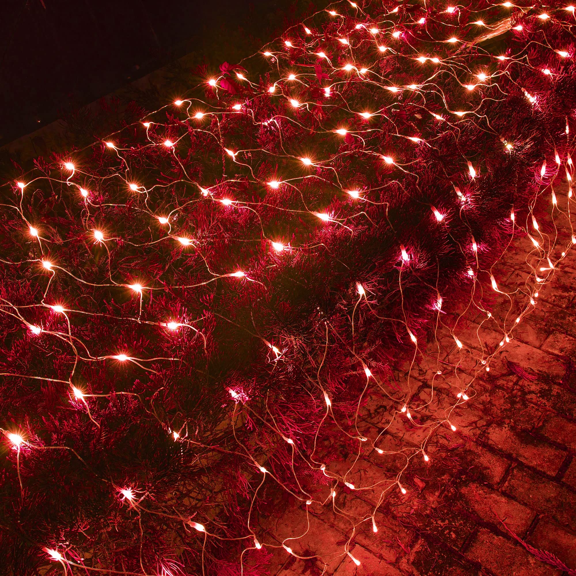 9.8 FT x 6.6 FT 200 LED Net Lights, Red