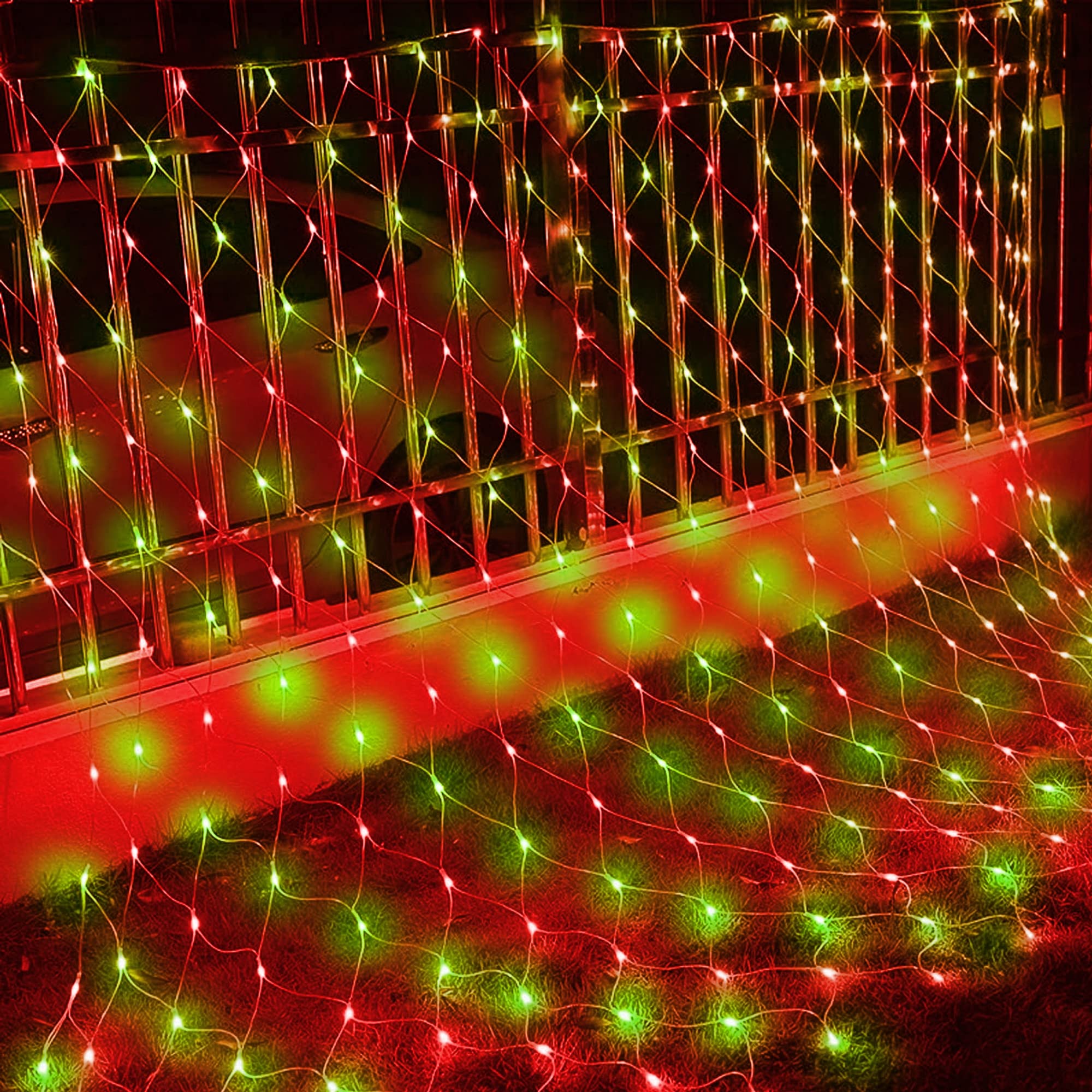 12 FT x 5 FT 360 LED Net Lights with 8 Modes, Red and Green